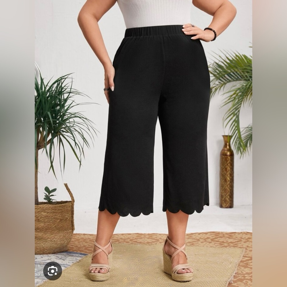 Seashell Edge Cropped Black Pants - Size 2XL